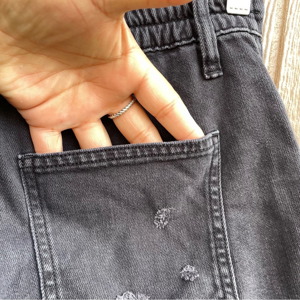 Aerie Womens Shorts Washed Black Frayed Hem Elastic Waist Daydream Denim Size XS - Picture 7 of 11